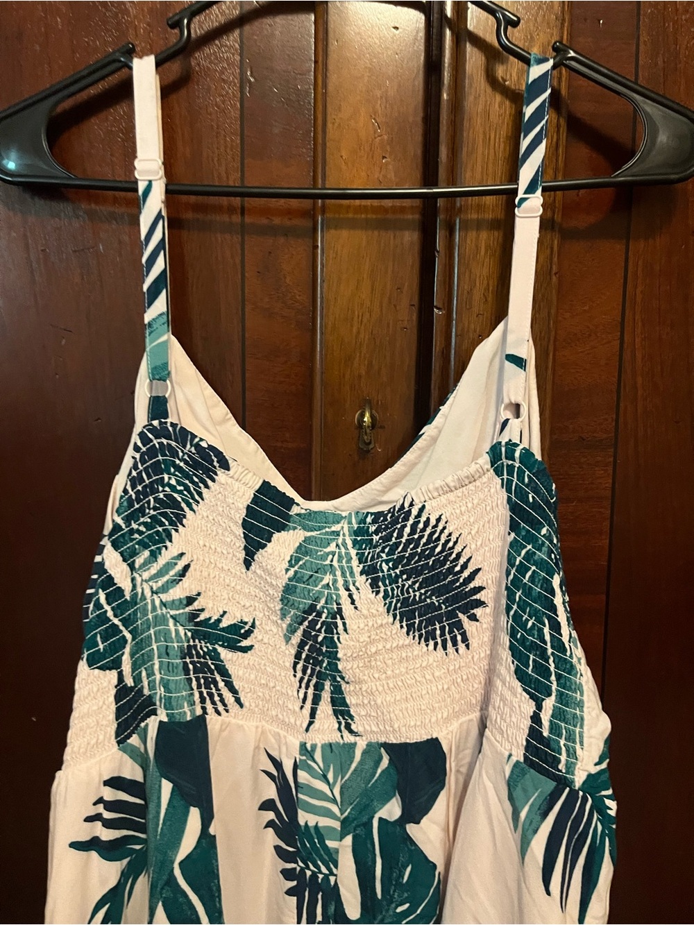 Old Navy White Sundress with Teal Leaf Print